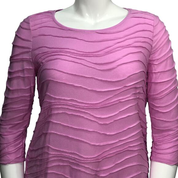 Chicos Top Womens Size 1 US 8 Pink Knit Shirt Blouse Textured 3/4 Sleeve NEW - Picture 2 of 13